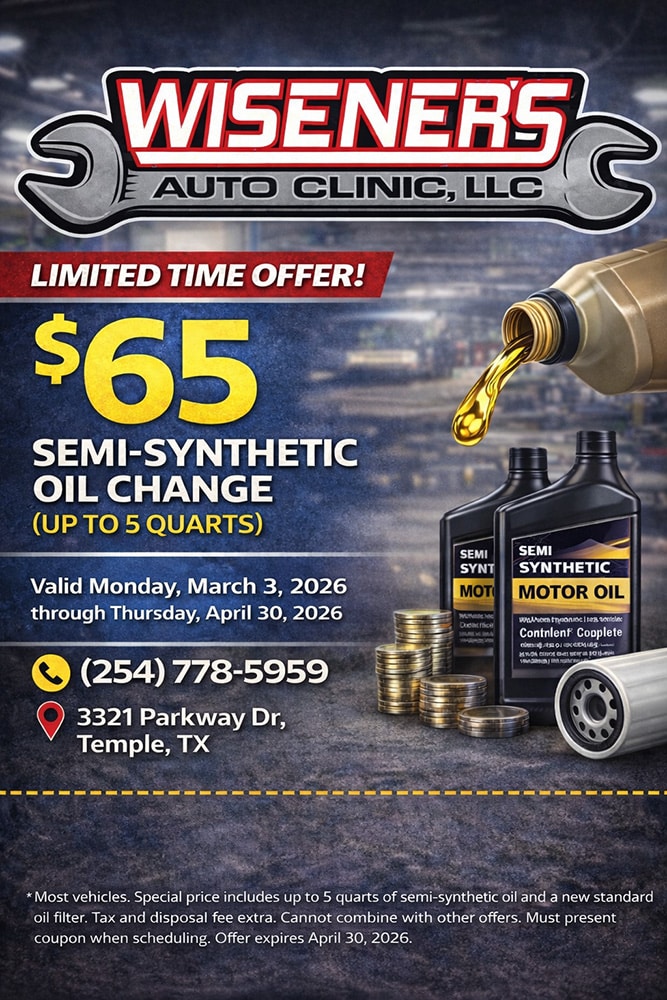 Wisener's Auto Clinic is offering a Steering & Suspension Rebate between Feb 1 - March 31, 2026